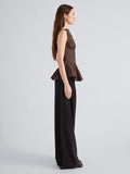 Proenza Schouler Side full length image of model wearing Hazel Top in Tech Cotton in Cocoa