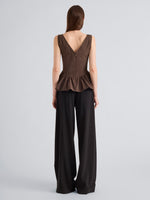 Proenza Schouler Back full length image of model wearing Hazel Top in Tech Cotton in Cocoa