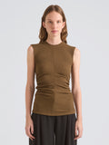 Proenza Schouler Front cropped image of model wearing Jess Top in Twisted Rib in Fatigue
