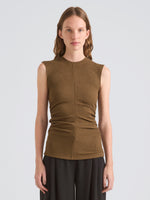 Proenza Schouler Front cropped image of model wearing Jess Top in Twisted Rib in Fatigue