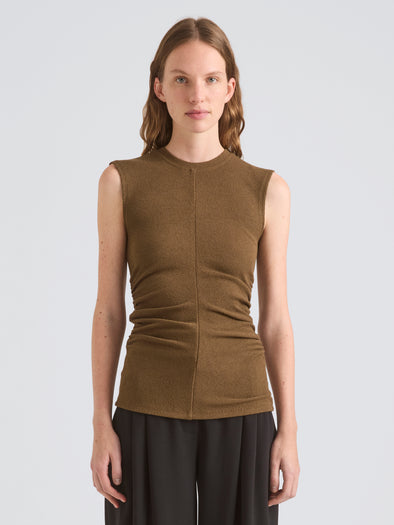 Proenza Schouler Front cropped image of model wearing Jess Top in Twisted Rib in Fatigue