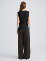 Proenza Schouler Back full length image of model wearing Jess Top in Twisted Rib in Fatigue