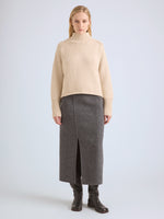 Proenza Schouler Front full length image of model wearing Liz Skirt in Double Face Twill in Charcoal