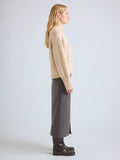 Proenza Schouler Side full length image of model wearing Liz Skirt in Double Face Twill in Charcoal