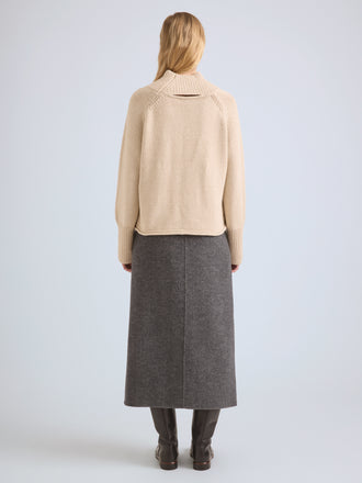 Proenza Schouler Back full length image of model wearing Liz Skirt in Double Face Twill in Charcoal