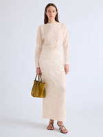 Proenza Schouler Front full length image of model wearing Mila Skirt in Plisse Flou in Gardenia
