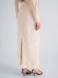 Proenza Schouler Detail image of model wearing Mila Skirt in Plisse Flou in Gardenia