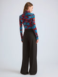 Proenza Schouler Back full length image of model wearing Marta Pant in Light Stretch Suiting in Black