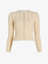 Proenza Schouler Still Life image of Nina Top in Check Knit in Lemon Multi