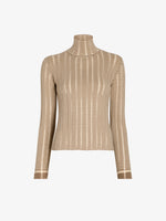 Proenza Schouler Still Life image of Stina Turtleneck in Ladder Stripe in Bronze Cream
