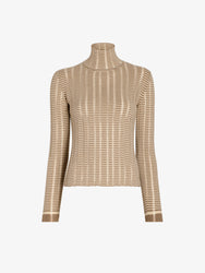 Proenza Schouler Still Life image of Stina Turtleneck in Ladder Stripe in Bronze Cream