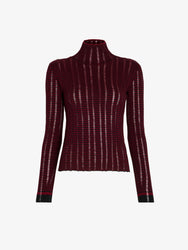 Proenza Schouler Still Life image of Stina Turtleneck in Ladder Stripe in Black Wine