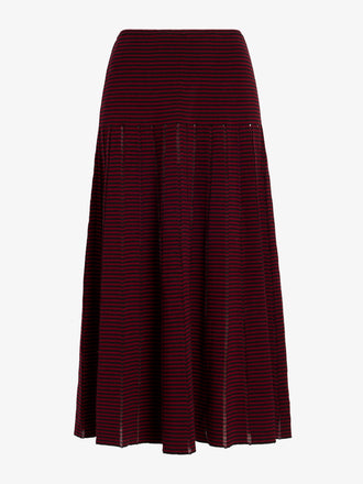 Proenza Schouler Still Life image of Phyllis Skirt in Ladder Stripe in Black Wine