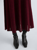 Proenza Schouler Detail image of model wearing Phyllis Skirt in Ladder Stripe in Black Wine