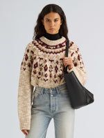 Proenza Schouler Front cropped image of model wearing Lizzy Sweater in Fairisle in Oat Multi