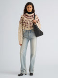 Proenza Schouler Front full length image of model wearing Lizzy Sweater in Fairisle in Oat Multi