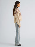 Proenza Schouler Side full length image of model wearing Lizzy Sweater in Fairisle in Oat Multi