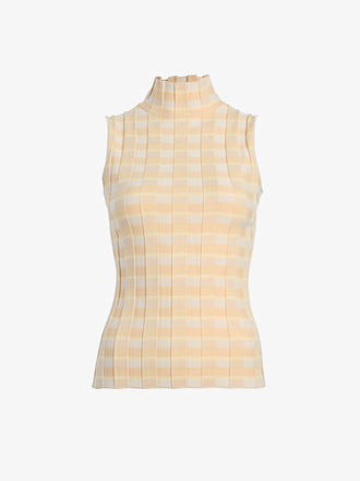 Proenza Schouler Still Life image of Lucy Top in Check Knit in Lemon Multi