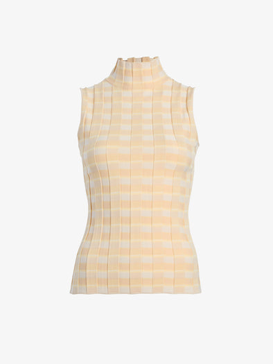 Proenza Schouler Still Life image of Lucy Top in Check Knit in Lemon Multi