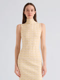 Proenza Schouler Front cropped image of model wearing Lucy Top in Check Knit in Lemon Multi