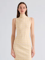 Proenza Schouler Front cropped image of model wearing Lucy Top in Check Knit in Lemon Multi