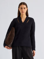 Proenza Schouler Front cropped image of model wearing Lily Sweater in Merino Wool in Navy