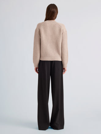 Proenza Schouler Back full length image of model wearing Lily Sweater in Merino Wool in Lilac