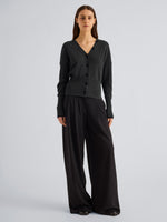 Proenza Schouler Front full length image of model wearing Lila Top in Wool Jersey Knit in Charcoal