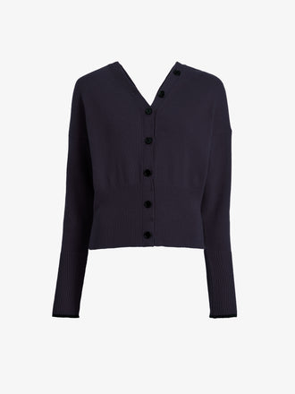 Proenza Schouler Still Life image of Lila Top in Wool Jersey Knit in Navy