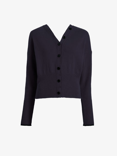 Proenza Schouler Still Life image of Lila Top in Wool Jersey Knit in Navy