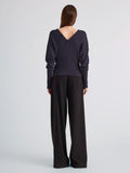 Proenza Schouler Back full length image of model wearing Lila Top in Wool Jersey Knit in Navy