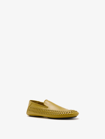 Proenza Schouler 3/4 Front image of the Whipstitch Loafer in Olive Oil