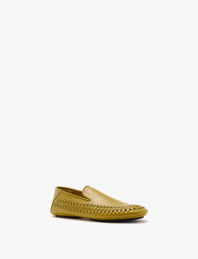 Proenza Schouler 3/4 Front image of the Whipstitch Loafer in Olive Oil