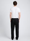 Proenza Schouler Back full length image of model wearing Willem Pant in Jersey Flannel in Black