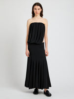 Proenza Schouler Front full length image of model wearing the Yael Dress in Matte Jersey in Black 