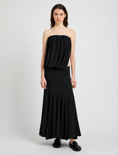 Proenza Schouler Front full length image of model wearing the Yael Dress in Matte Jersey in Black 