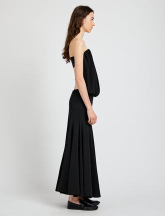 Proenza Schouler Side full length image of model wearing Yael Dress in Matte Jersey in Black 