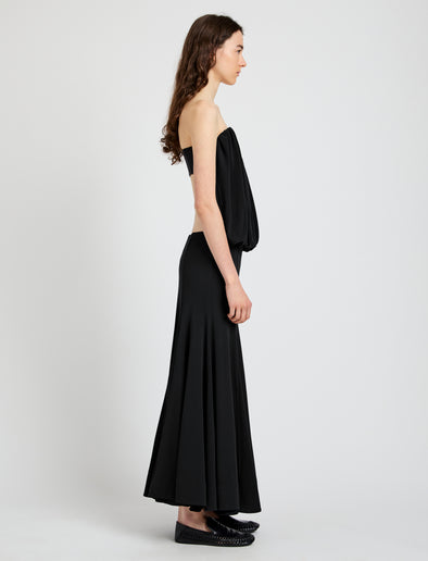 Proenza Schouler Side full length image of model wearing Yael Dress in Matte Jersey in Black 