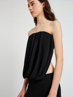 Proenza Schouler Detail image of model wearing the Yael Dress in Matte Jersey in Black