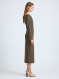 Proenza Schouler Side Full Length On Model image of  Yara Dress In Bi-Stretch Suiting in Earth