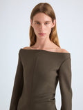 Proenza Schouler Detail image of Yara Dress In Bi-Stretch Suiting in Earth