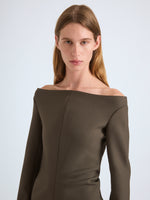 Proenza Schouler Detail image of Yara Dress In Bi-Stretch Suiting in Earth