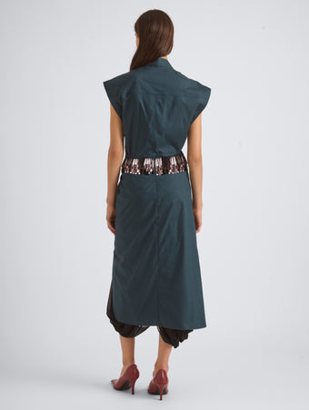 Proenza Schouler Back On Model Image of SYLVANNA SKIRT IN CLASSIC COTTON POPLIN  in Petrol