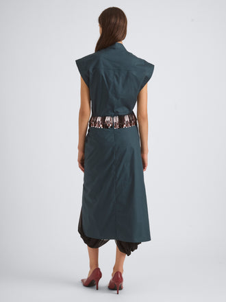 Proenza Schouler Back On Model Image of SYLVANNA SKIRT IN CLASSIC COTTON POPLIN  in Petrol