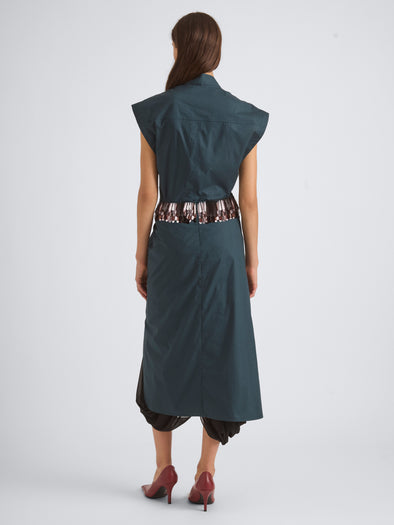 Proenza Schouler Back On Model Image of SYLVANNA SKIRT IN CLASSIC COTTON POPLIN  in Petrol