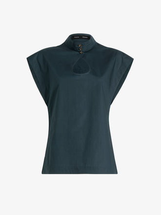 Proenza Schouler Still Life Image of ZETA TOP IN CLASSIC COTTON POPLIN in Petrol