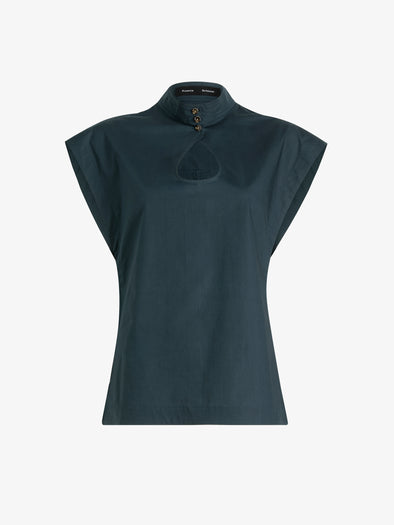 Proenza Schouler Still Life Image of ZETA TOP IN CLASSIC COTTON POPLIN in Petrol