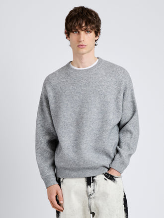 Proenza Schouler Front cropped image of model wearing Zach Sweater in Double Face in Heather Gray