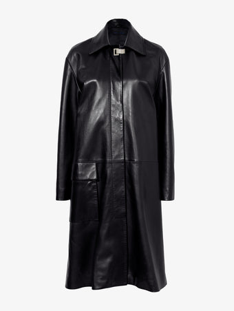 Flat image of Billie Coat In Leather in black