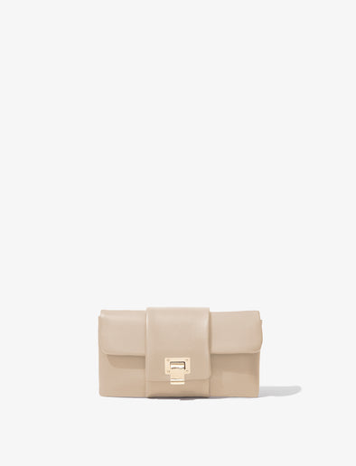Front image of Flip Shoulder Chain Clutch in TAUPE